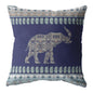 16” Navy Ornate Elephant Zippered Suede Throw Pillow