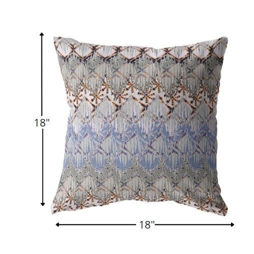 18” Orange Gray Hatch Zippered Suede Throw Pillow