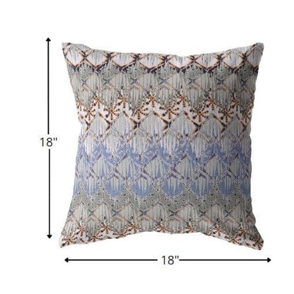 18” Orange Gray Hatch Zippered Suede Throw Pillow