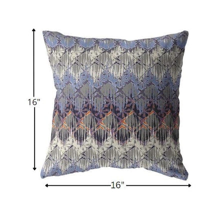 16” Blue Gray Hatch Zippered Suede Throw Pillow