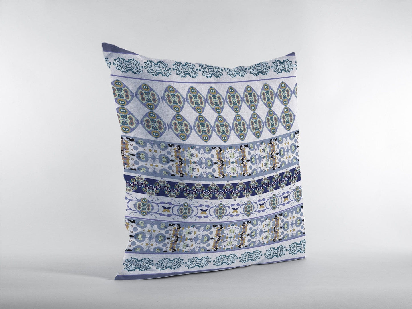 16” Navy White Strips Zippered Suede Throw Pillow