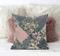 18" Green Peach Floral Suede Throw Pillow