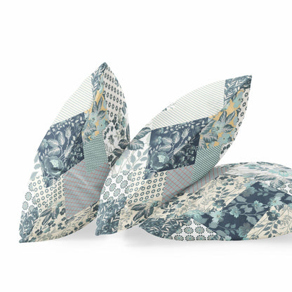 16" Gray White Floral Suede Throw Pillow