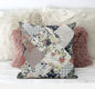 18" Peach Black Floral Suede Throw Pillow