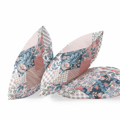 16" White Pink Floral Suede Throw Pillow