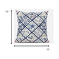 18” White Navy Patch Suede Throw Pillow