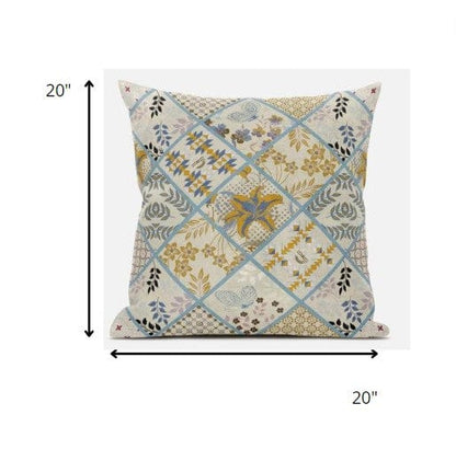 18” Gold Cream Patch Suede Throw Pillow