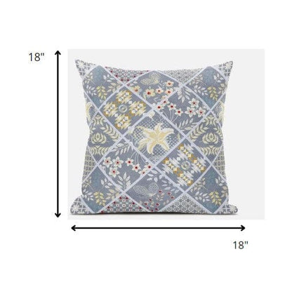 18” Gray Yellow Patch Suede Throw Pillow