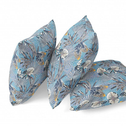 16” Gray Blue Tropical Suede Throw Pillow