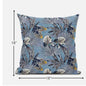 18” Gray Blue Tropical Suede Throw Pillow