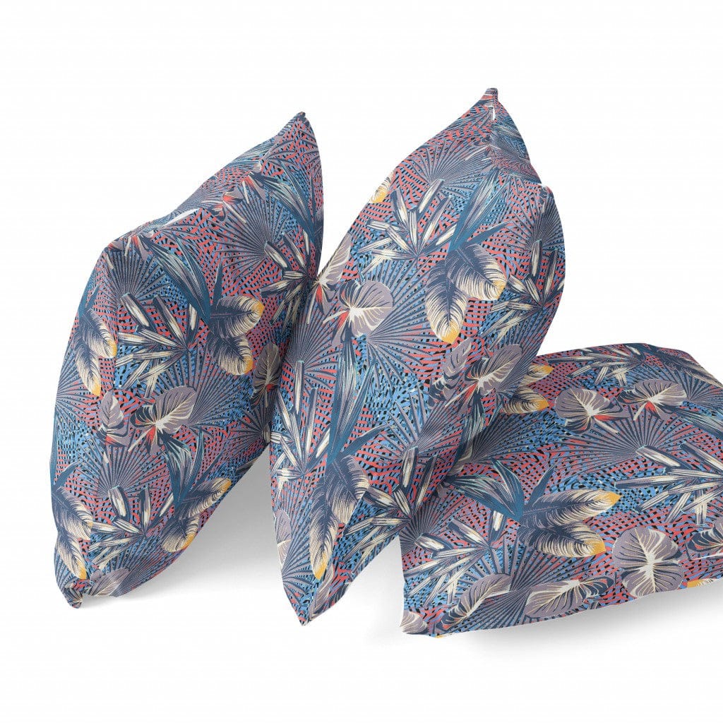 16” Indigo Red Tropical Suede Throw Pillow