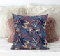 18” Indigo Red Tropical Suede Throw Pillow