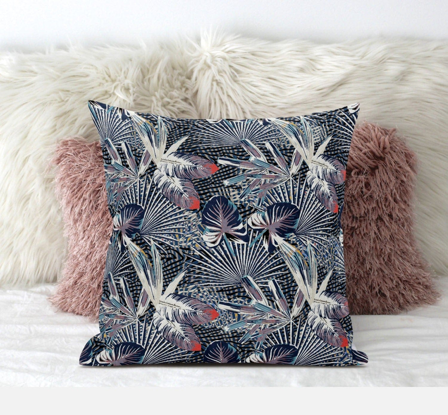 16” Purple Indigo Tropical Suede Throw Pillow