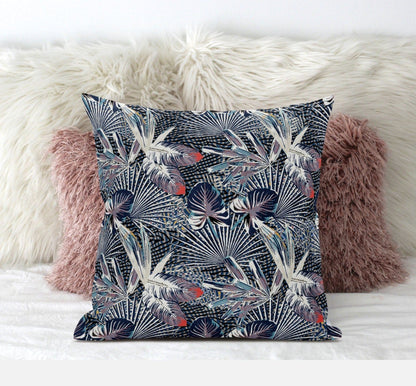 16” Purple Indigo Tropical Suede Throw Pillow