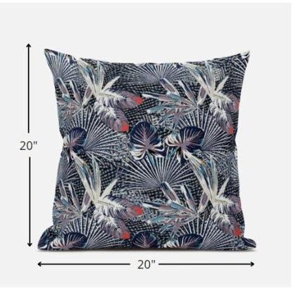 18” Purple Indigo Tropical Suede Throw Pillow