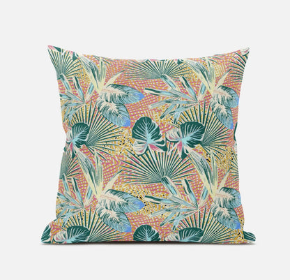 16” Blue Peach Tropical Suede Throw Pillow