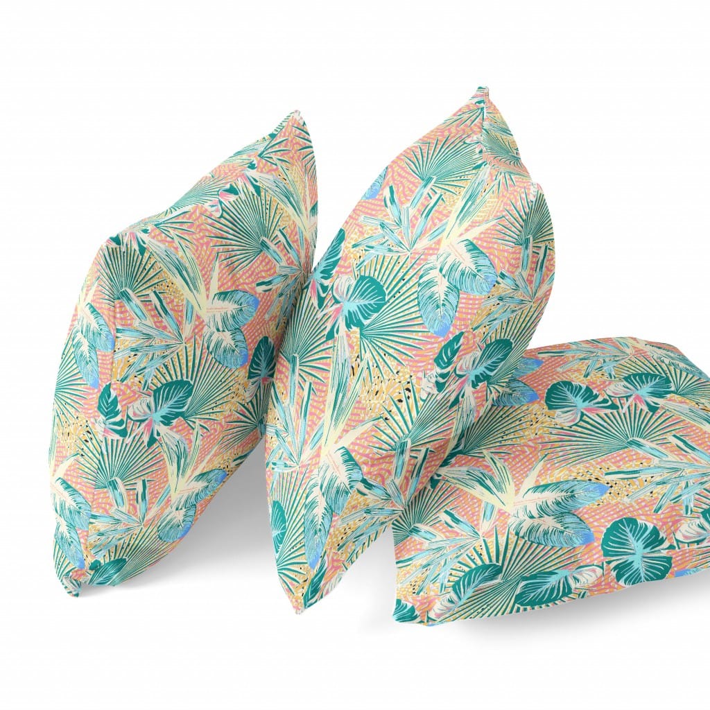 16” Blue Peach Tropical Suede Throw Pillow