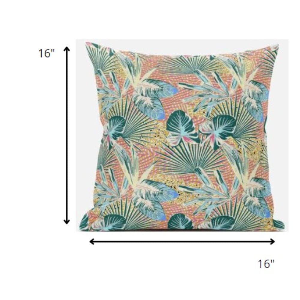 16” Blue Peach Tropical Suede Throw Pillow