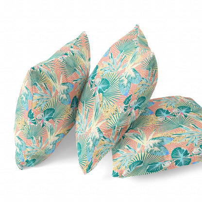 18” Blue Peach Tropical Suede Throw Pillow