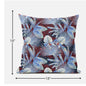 18” Blue Red Tropical Suede Throw Pillow