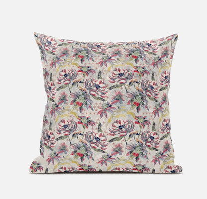 18" Pink Yellow Roses Suede Throw Pillow