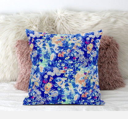 18" Bright Blue Springtime Suede Throw Pillow