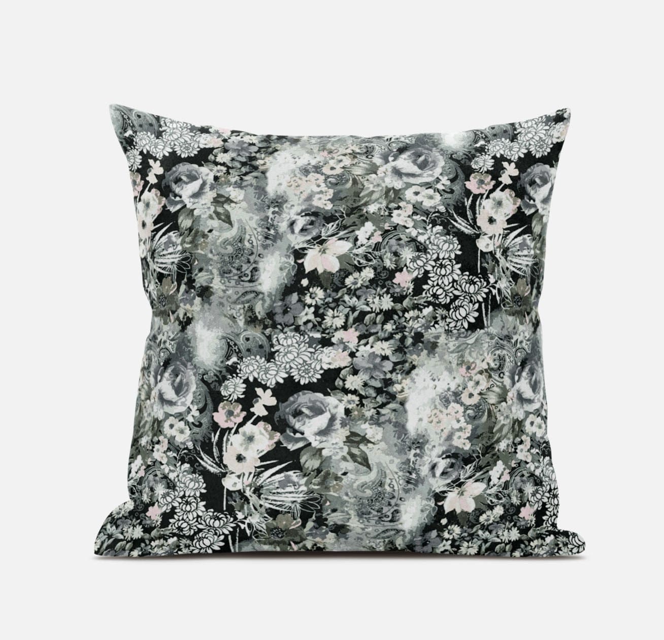 18" Gray White Springtime Suede Throw Pillow