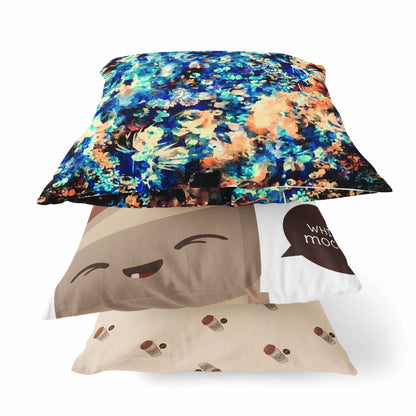 16" Orange Blue Springtime Suede Throw Pillow