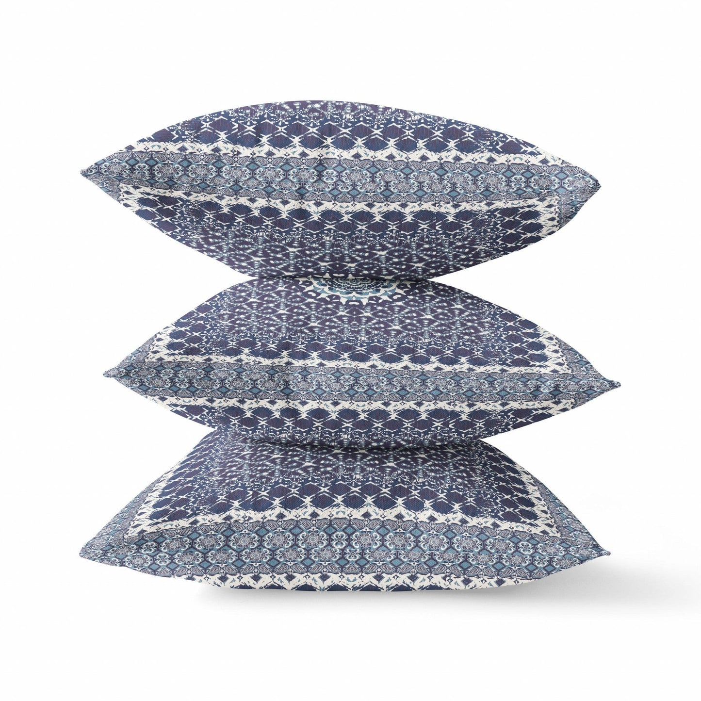 18” Indigo Blue Holy Floral Suede Throw Pillow