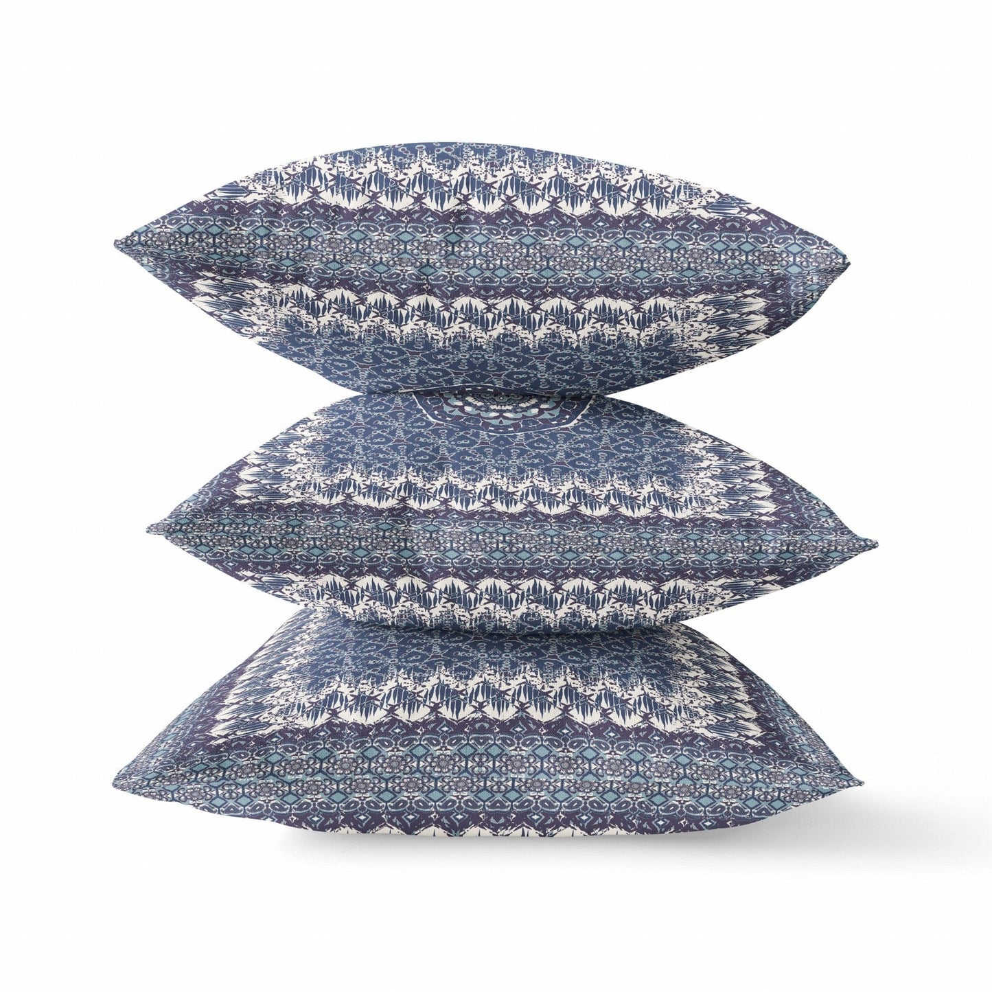 18” Indigo White Holy Floral Suede Throw Pillow