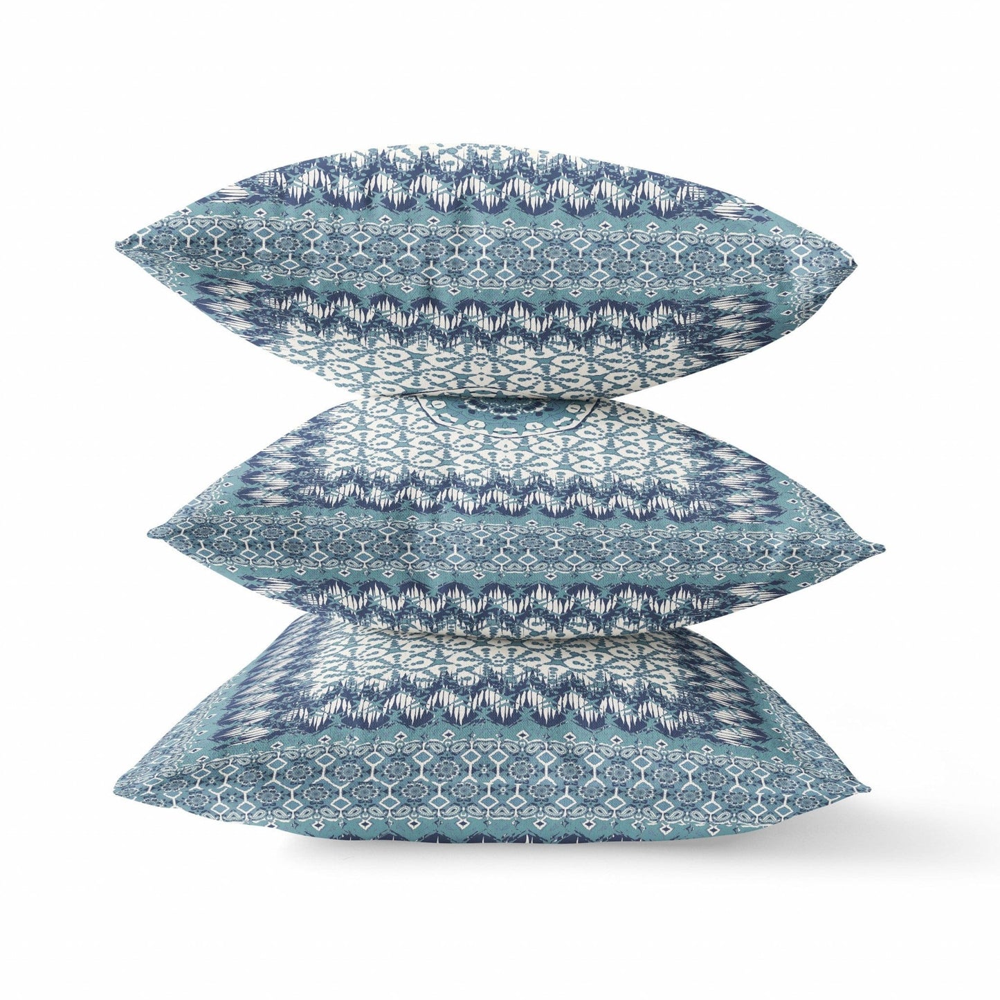 16” Blue White Holy Floral Suede Throw Pillow