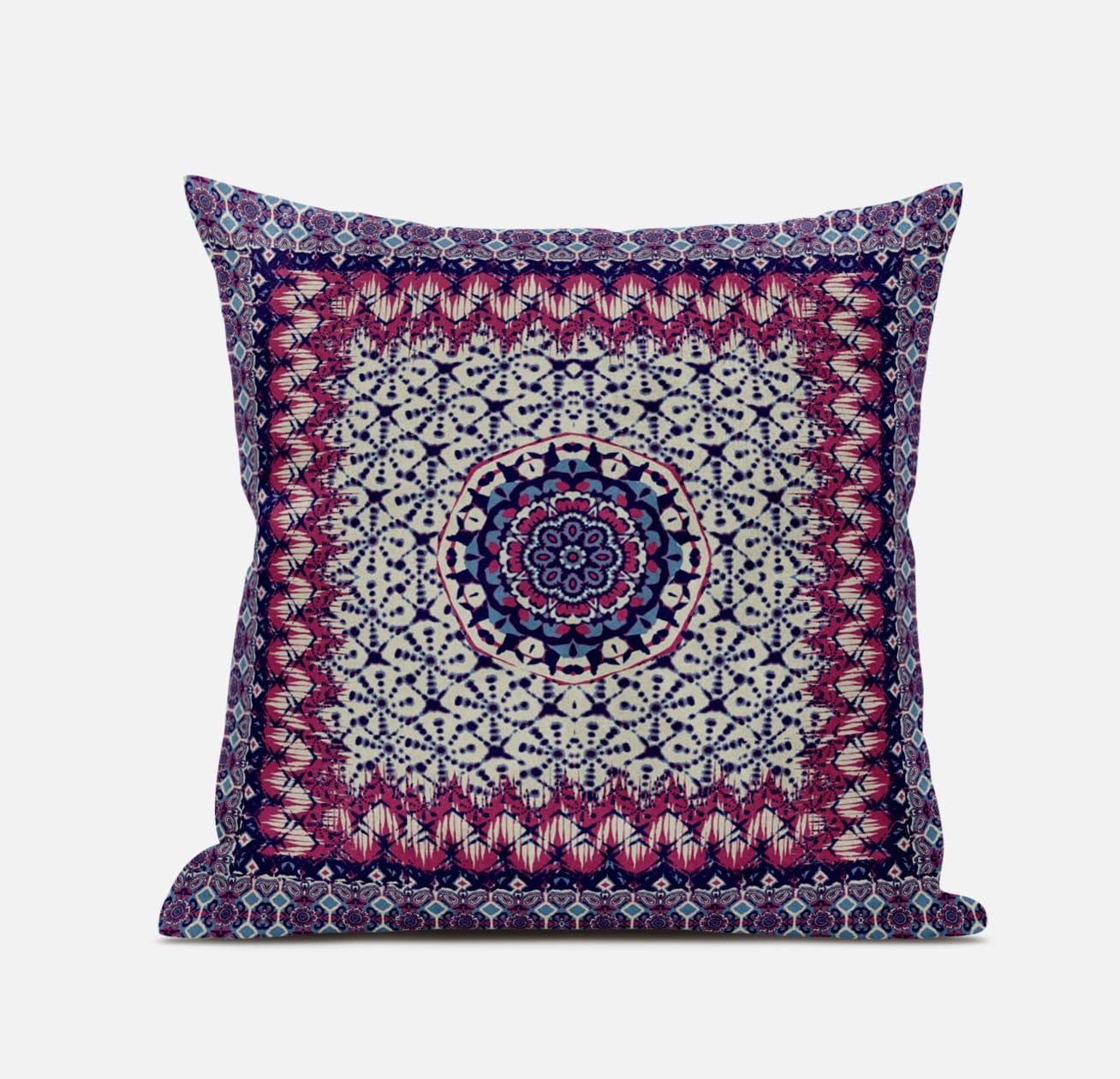 16” Magenta Indigo Holy Floral Suede Throw Pillow