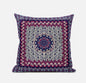 16” Magenta Indigo Holy Floral Suede Throw Pillow