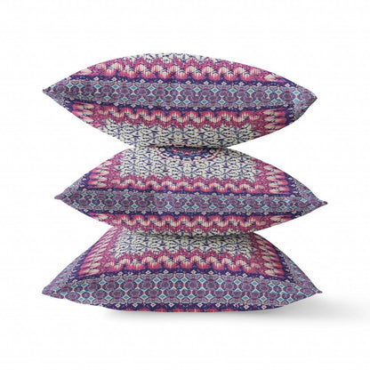 16” Magenta Indigo Holy Floral Suede Throw Pillow