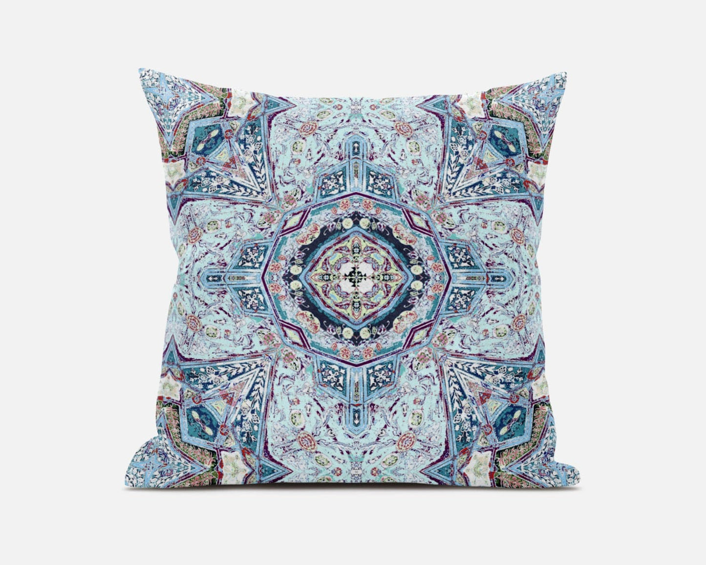 16" Light Blue Boho Flower Suede throw Pillow