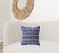 18" X 18" Indigo Pink Lotus Floral Blown Seam Suede Throw Pillow