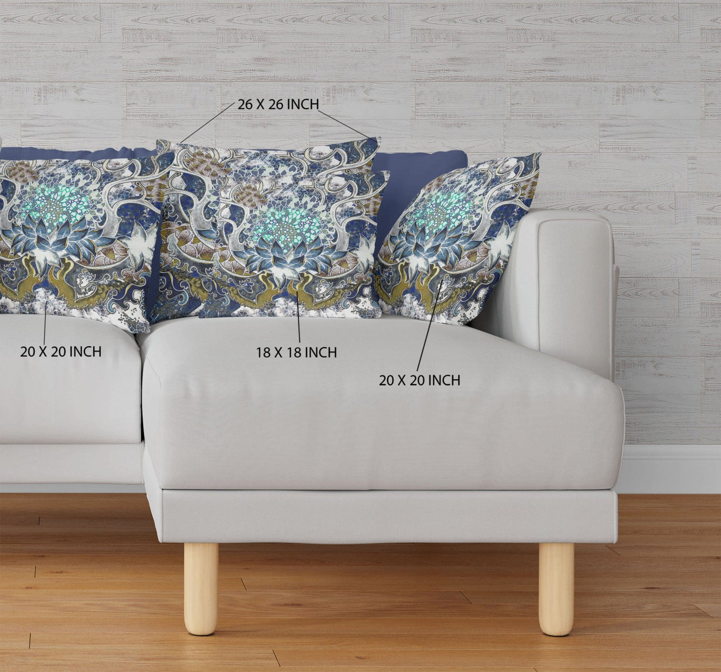 16” Blue White Flower Bloom Suede Throw Pillow