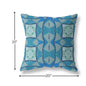 18" Aqua Sky Blue Cosmic Circle Boho Suede Throw Pillow