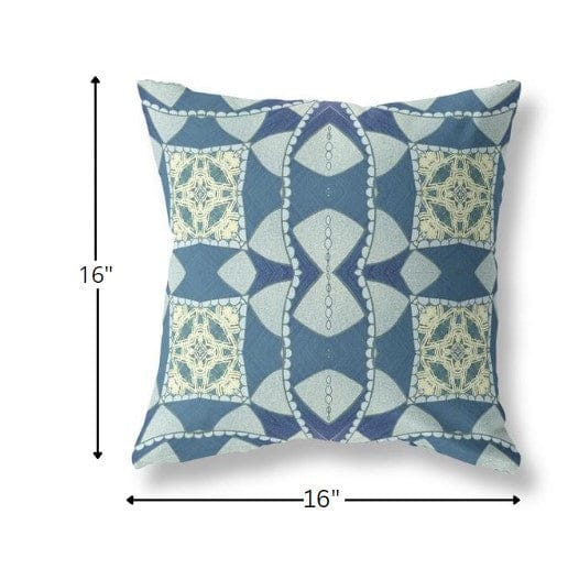 16" Blue Cream Cosmic Circle Boho Suede Throw Pillow