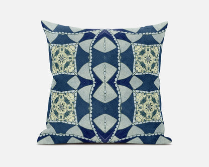 18" Blue Cream Cosmic Circle Boho Suede Throw Pillow