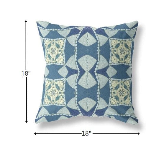 18" Blue Cream Cosmic Circle Boho Suede Throw Pillow