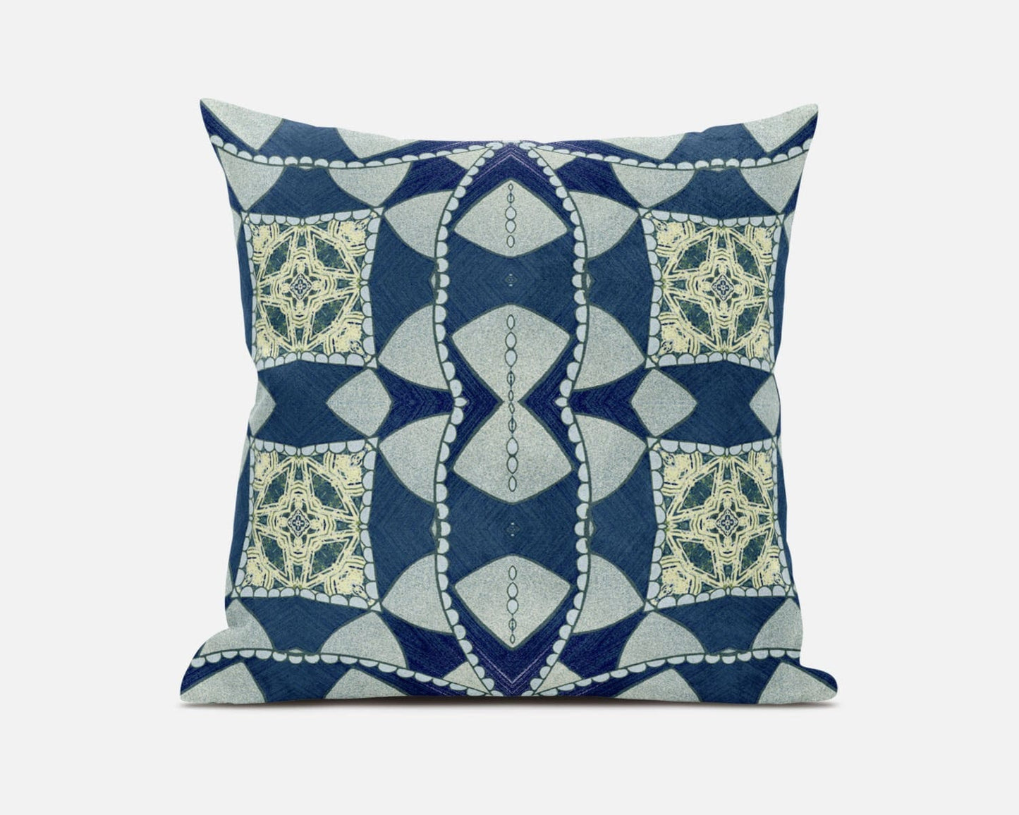 18" Blue Cream Cosmic Circle Boho Suede Throw Pillow