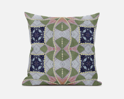 16" Green Pink Cosmic Circle Boho Suede Throw Pillow