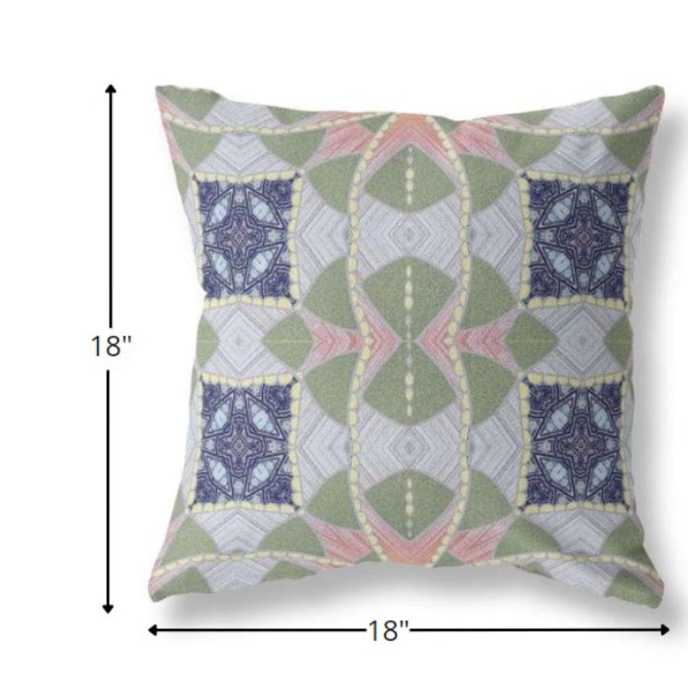 18" Green Pink Cosmic Circle Boho Suede Throw Pillow