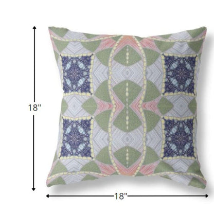 18" Green Pink Cosmic Circle Boho Suede Throw Pillow