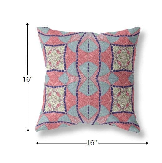 16" Red Blue Cosmic Circle Boho Suede Throw Pillow