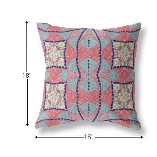 18" Red Blue Cosmic Circle Boho Suede Throw Pillow