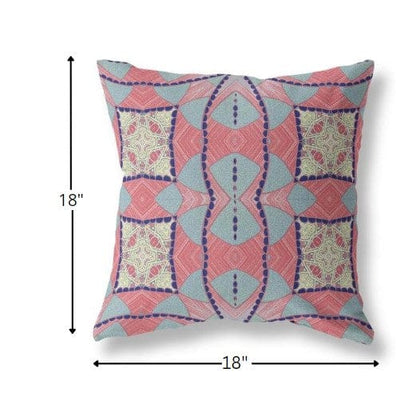 18" Red Blue Cosmic Circle Boho Suede Throw Pillow