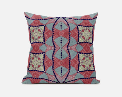 18" Red Blue Cosmic Circle Boho Suede Throw Pillow