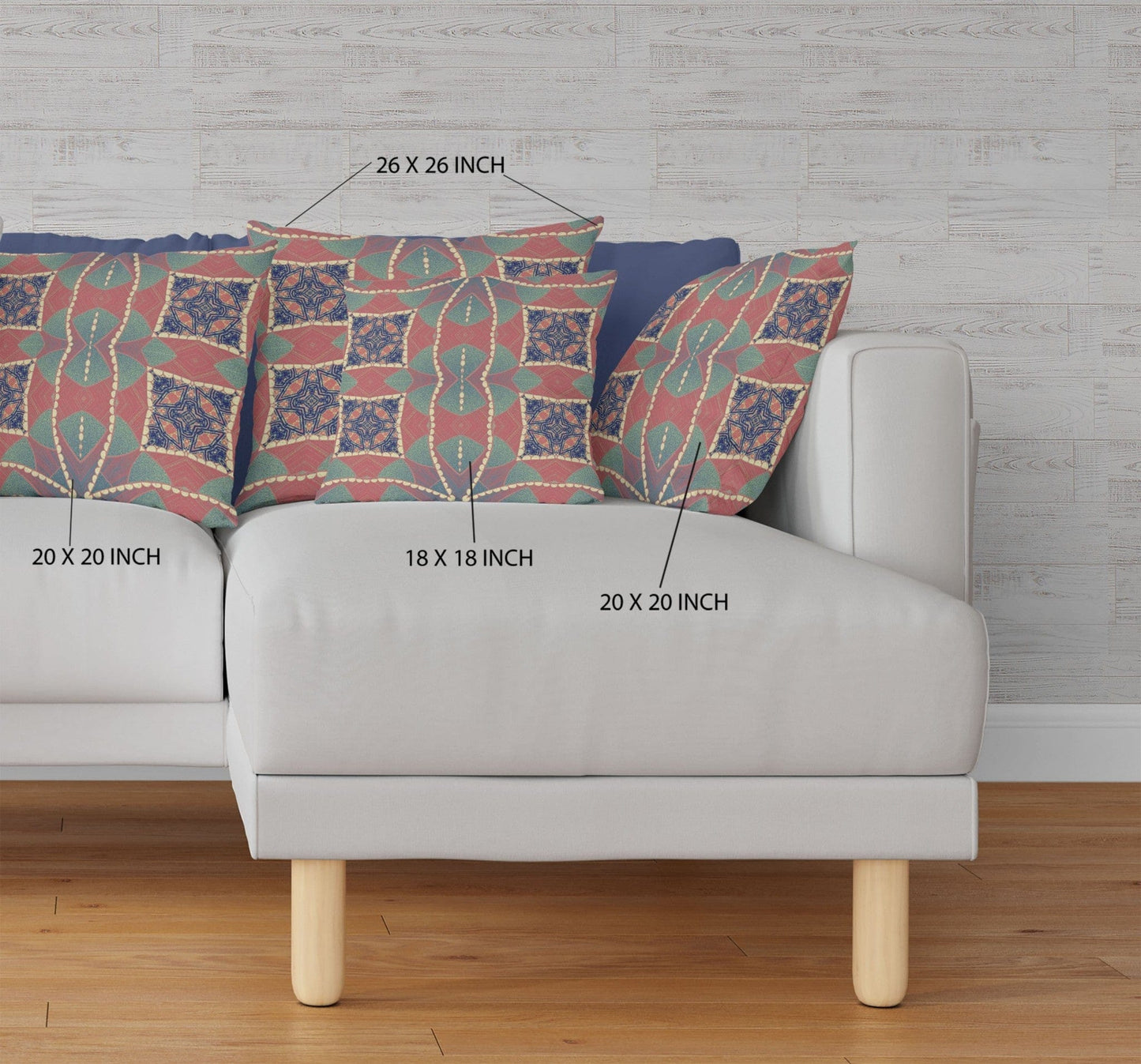 16" Red Green Cosmic Circle Boho Suede Throw Pillow